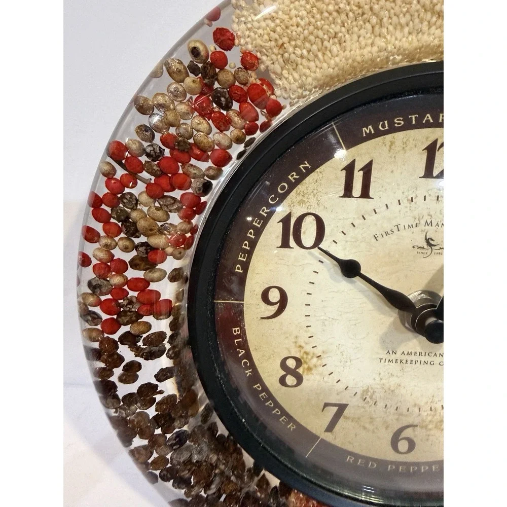 VTG MCM Resin Spice Wall Clock Lucite Retro Kitchen Decor